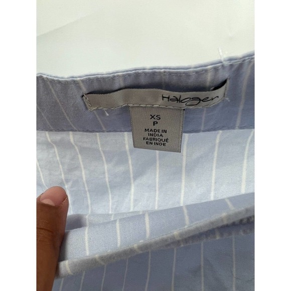 HALOGEN Womens Size XS Blue White Striped Tie 3/4 Sleeve Off Shoulder Top - Picture 5 of 6